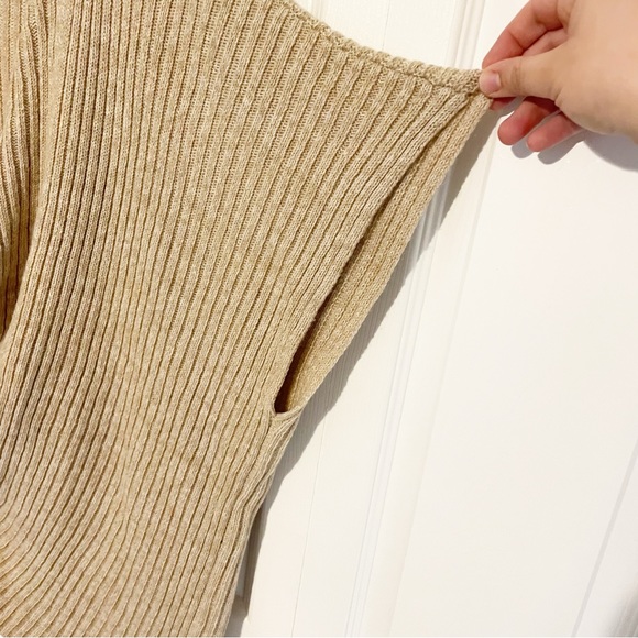 Anthropologie Wool Blend Oversized Ribbed Knit Sweater Twist Front Poncho OS - Picture 4 of 7